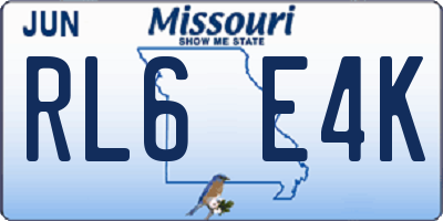 MO license plate RL6E4K