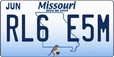 MO license plate RL6E5M