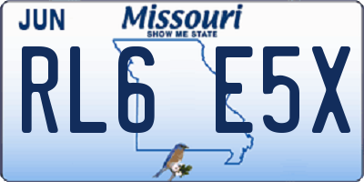 MO license plate RL6E5X