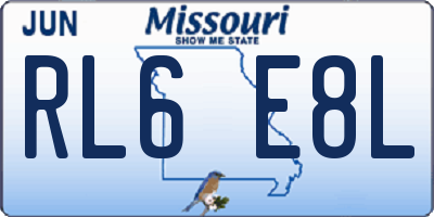 MO license plate RL6E8L