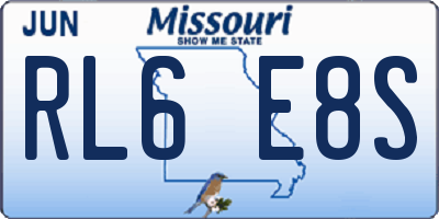 MO license plate RL6E8S