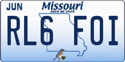 MO license plate RL6F0I