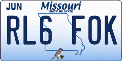 MO license plate RL6F0K