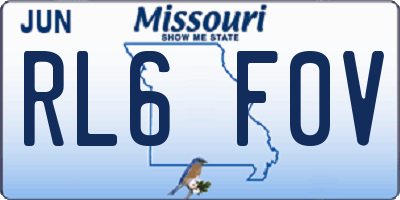 MO license plate RL6F0V