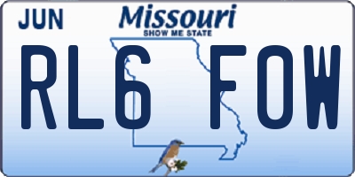 MO license plate RL6F0W