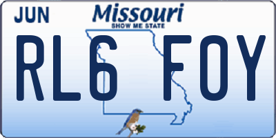 MO license plate RL6F0Y