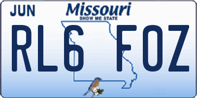 MO license plate RL6F0Z