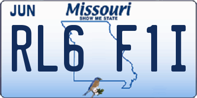 MO license plate RL6F1I