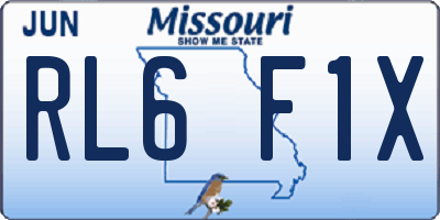 MO license plate RL6F1X