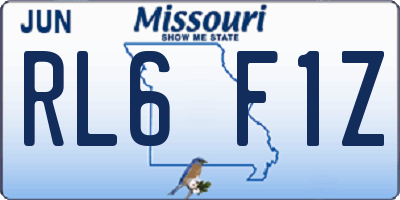 MO license plate RL6F1Z