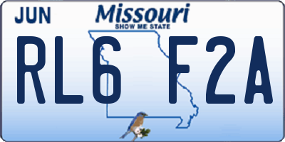 MO license plate RL6F2A