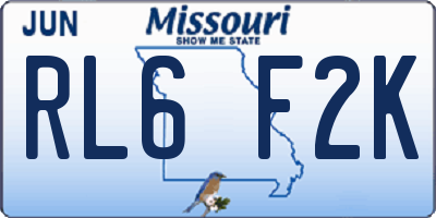 MO license plate RL6F2K