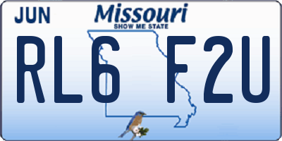MO license plate RL6F2U