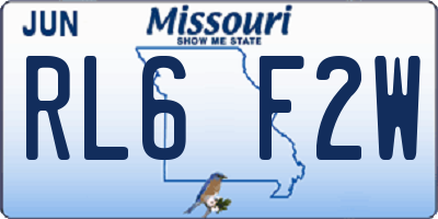 MO license plate RL6F2W