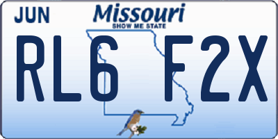 MO license plate RL6F2X