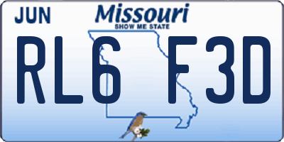 MO license plate RL6F3D