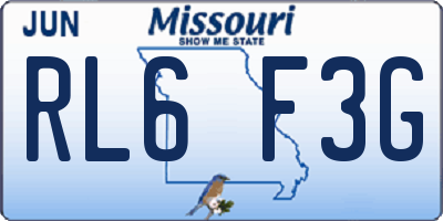 MO license plate RL6F3G