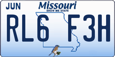 MO license plate RL6F3H