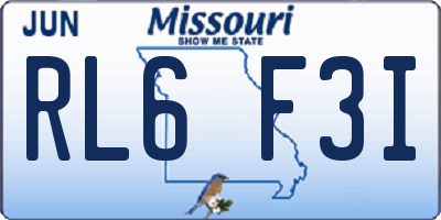 MO license plate RL6F3I