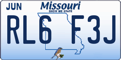 MO license plate RL6F3J