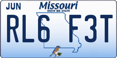 MO license plate RL6F3T