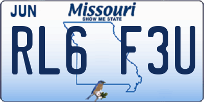 MO license plate RL6F3U