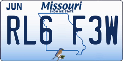 MO license plate RL6F3W