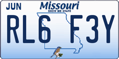 MO license plate RL6F3Y