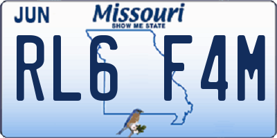 MO license plate RL6F4M