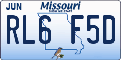 MO license plate RL6F5D