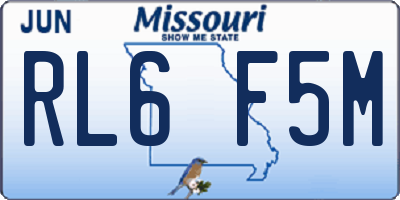 MO license plate RL6F5M