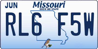 MO license plate RL6F5W