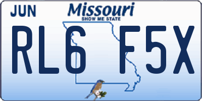 MO license plate RL6F5X