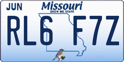 MO license plate RL6F7Z