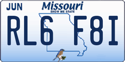 MO license plate RL6F8I