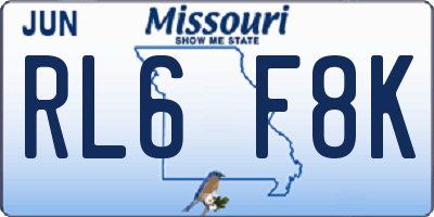 MO license plate RL6F8K