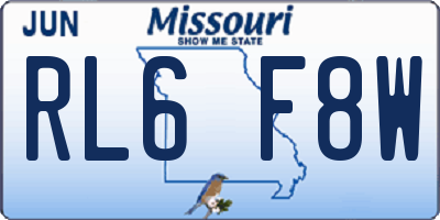 MO license plate RL6F8W
