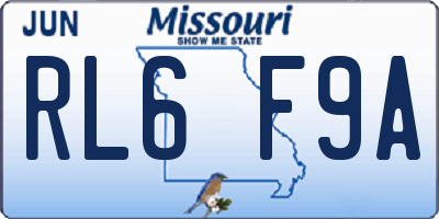 MO license plate RL6F9A