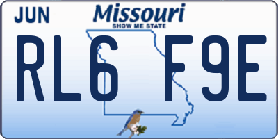 MO license plate RL6F9E