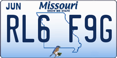 MO license plate RL6F9G