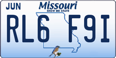 MO license plate RL6F9I