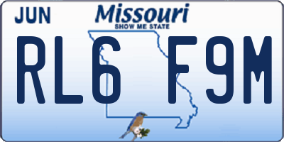 MO license plate RL6F9M
