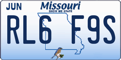 MO license plate RL6F9S