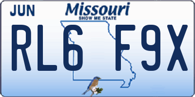 MO license plate RL6F9X