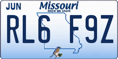 MO license plate RL6F9Z