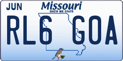 MO license plate RL6G0A