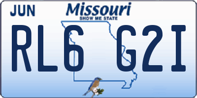 MO license plate RL6G2I