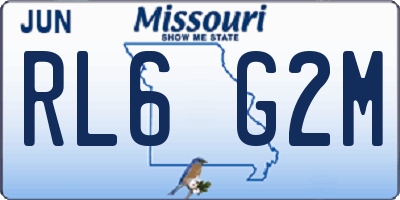 MO license plate RL6G2M