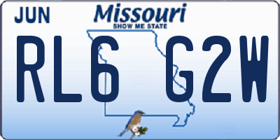 MO license plate RL6G2W