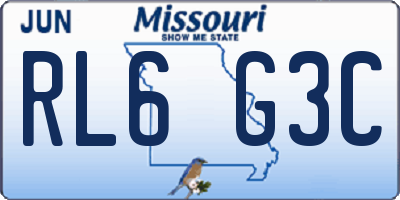 MO license plate RL6G3C